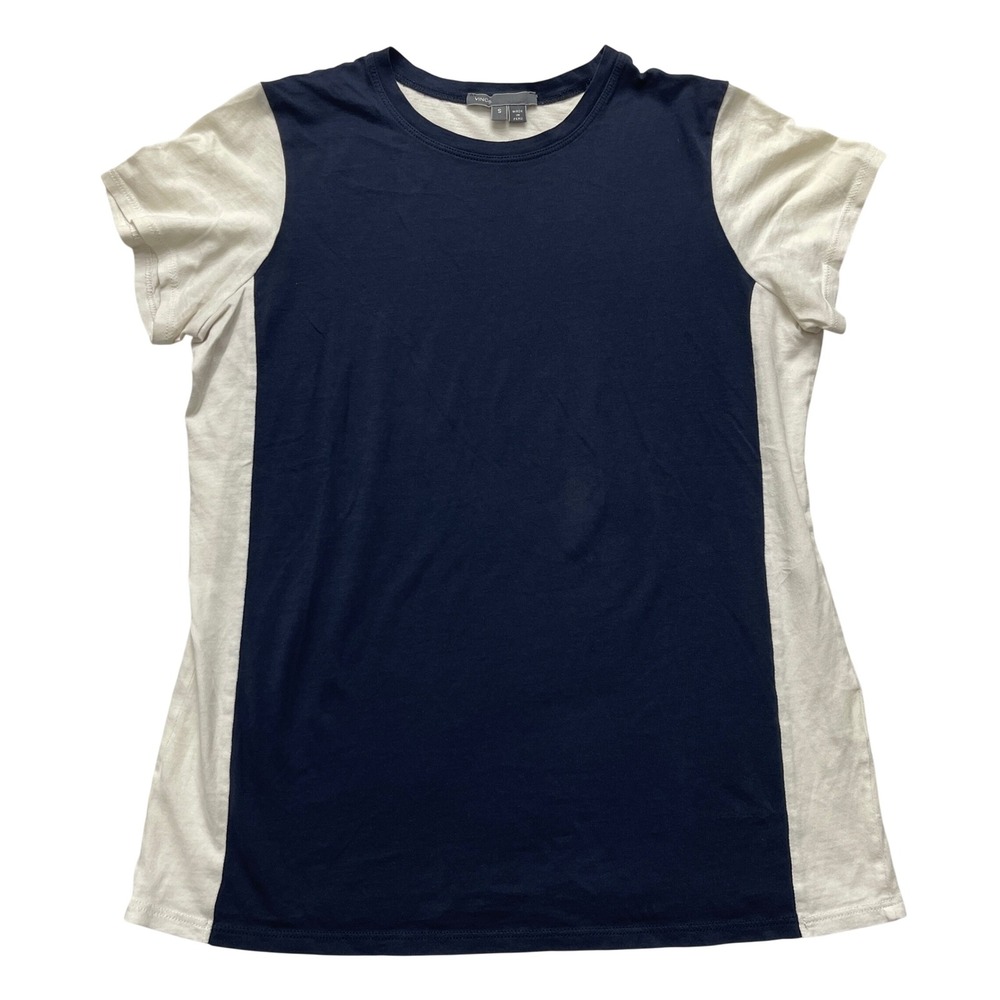 Vince T-Shirt Small Pima Cotton Colorblock Crew Tee Minimalist Basic Luxury - Picture 1 of 7